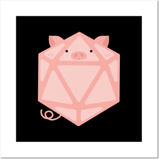 Polyhedral 20 Sided Dice Pig - Tabletop RPG and Animal Lovers Mashup Posters and Art